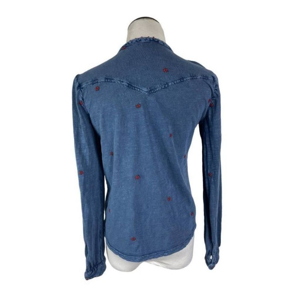 Lucky Brand Blue Blouse with Red Accents - Picture 3 of 9